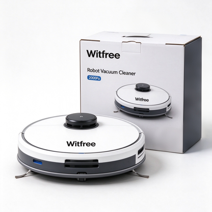 Witfree Robot Vacuum Cleaner 2000Pa Strong Suction Automatic Smart Electric Sweeper, Anti Collision Self Charging Robotic Vacuum for Hard Floor Low Pile Carpet Pet Hair Cleaning