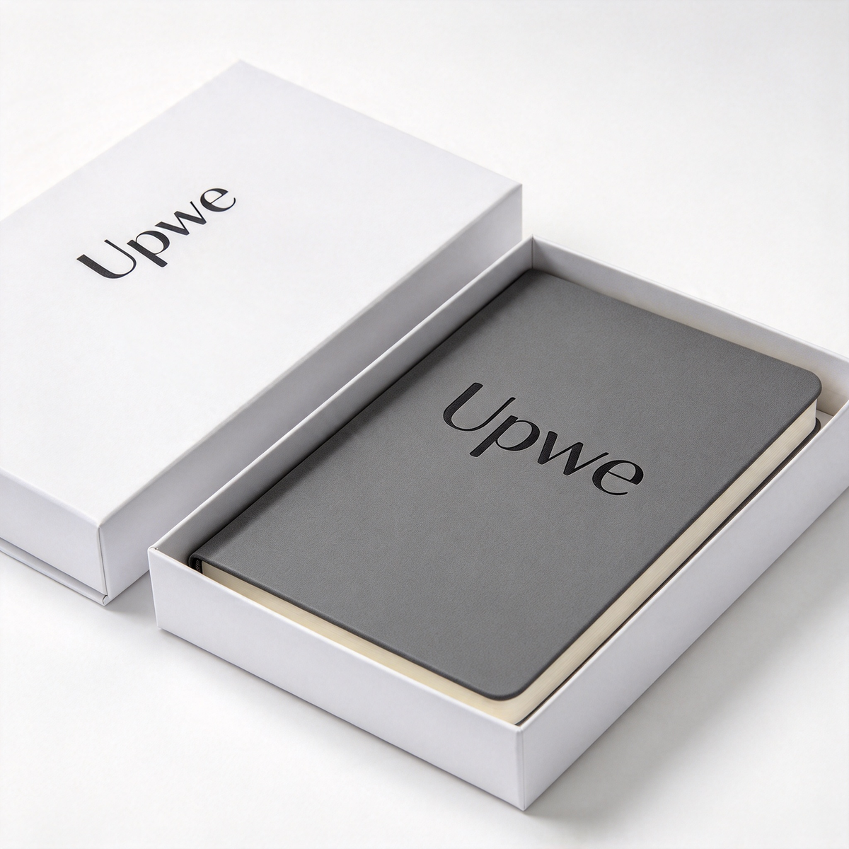 Upwe Gray Hardcover Notebook, Minimalist Faux Leather Journal Notebook for Office School Writing