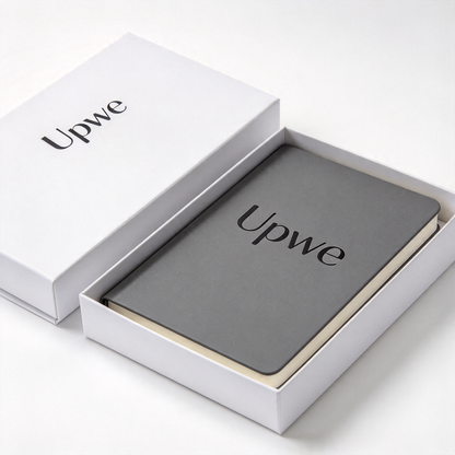 Upwe Gray Hardcover Notebook, Minimalist Faux Leather Journal Notebook for Office School Writing