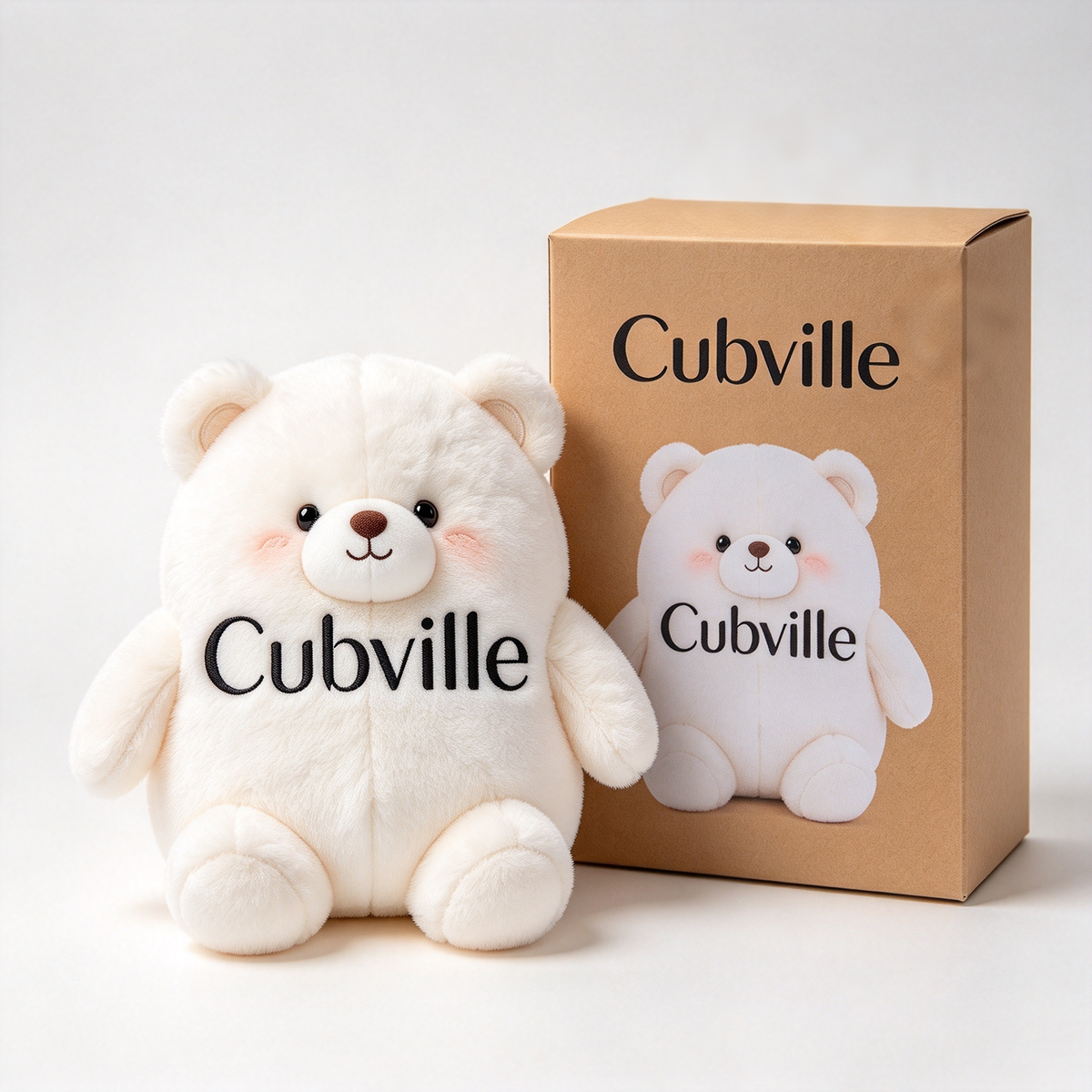 Cubville Cream Chubby Sitting Bear Plush Toy, Ultra Soft Huggable Stuffed Animal with High Resilience Filling, Comfort Companion for Kids, Perfect Birthday Holiday Gift