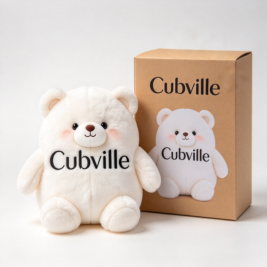 Cubville Cream Chubby Sitting Bear Plush Toy, Ultra Soft Huggable Stuffed Animal with High Resilience Filling, Comfort Companion for Kids, Perfect Birthday Holiday Gift
