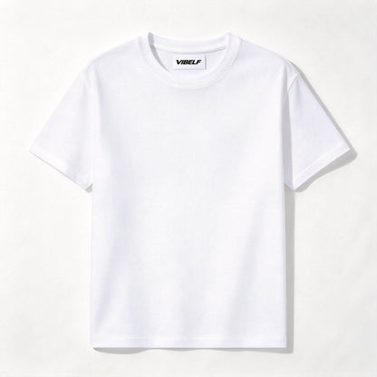 VIBELF Classic White Crew Neck Short Sleeve T-Shirt, Premium Soft Cotton Plain Basic Tee, Versatile Casual T-Shirt for Men Women Everyday Outfit and Layering
