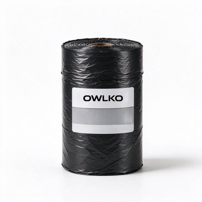 OWLKO Heavy Duty Black Trash Bags, Perforated Disposable Garbage Bags, Leak Resistant Tear Proof Plastic Bags for Kitchen Home Cleaning
