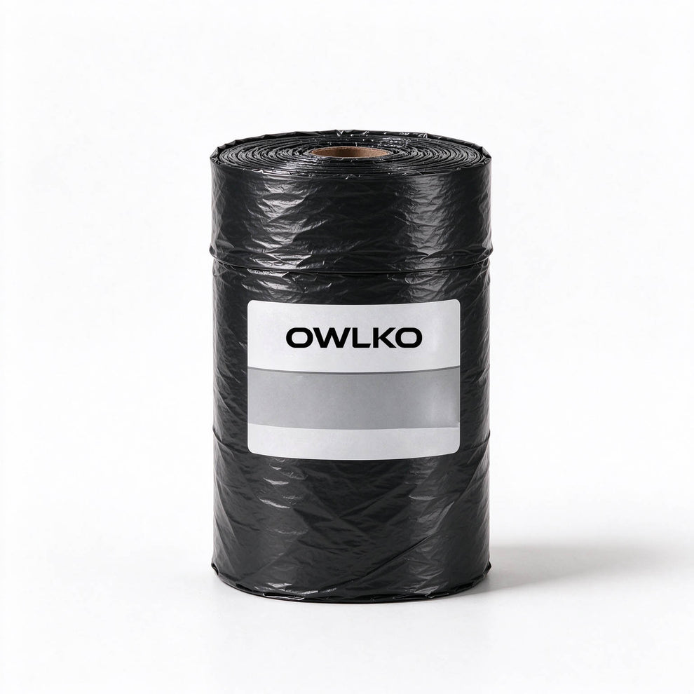 OWLKO Heavy Duty Black Trash Bags, Perforated Disposable Garbage Bags ...