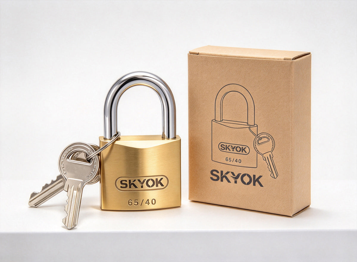 SKYOK Metal Locks, 40mm Solid Brass Padlock with 3 Keys, Heavy Duty Anti Theft Metal Locks for Gate, Shed, Storage Unit, Locker, Cabinet, Indoor & Outdoor Use