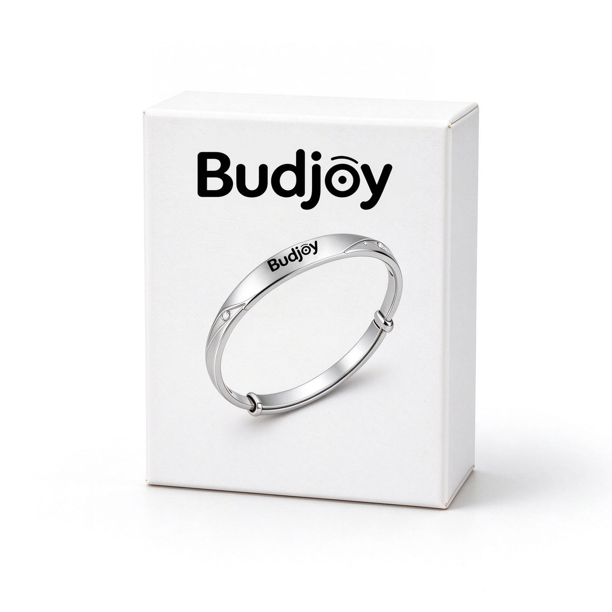 Budjoy Silver Adjustable Bangle Bracelet for Women, Shiny Rhinestone Inlaid Metal Cuff Bracelet, Minimalist Polished Jewelry, Great Gift for Birthday Wedding Anniversary