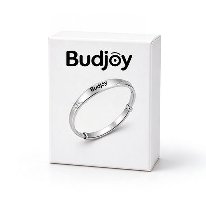 Budjoy Silver Adjustable Bangle Bracelet for Women, Shiny Rhinestone Inlaid Metal Cuff Bracelet, Minimalist Polished Jewelry, Great Gift for Birthday Wedding Anniversary