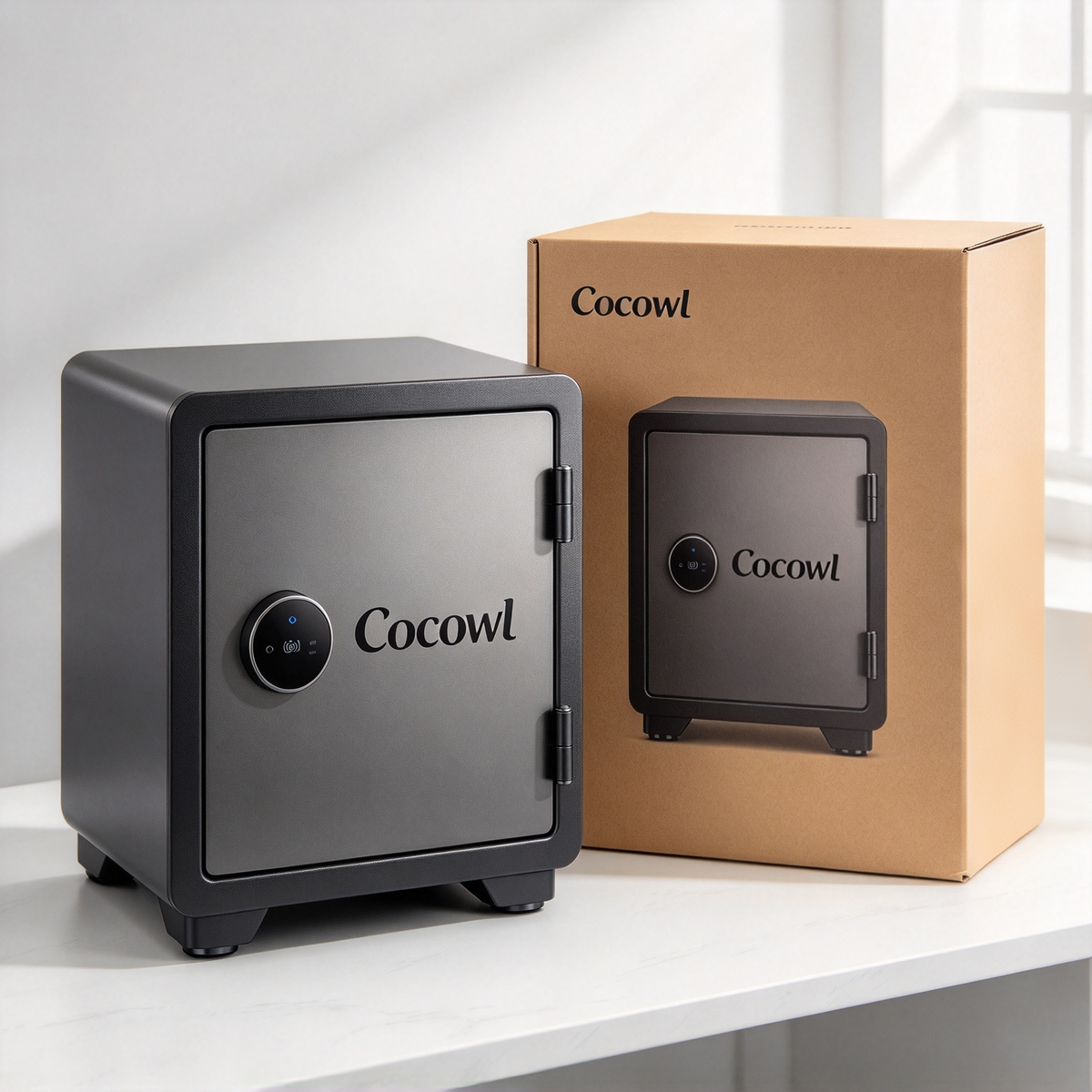 Cocowl Home Safe Box, Fingerprint Digital Security Safe with Removable Shelf, Solid Steel Lock Box for Money Jewelry Documents Valuables Storage for Home Office Hotel