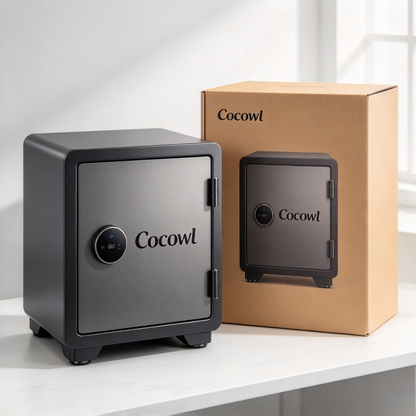 Cocowl Home Safe Box, Fingerprint Digital Security Safe with Removable Shelf, Solid Steel Lock Box for Money Jewelry Documents Valuables Storage for Home Office Hotel