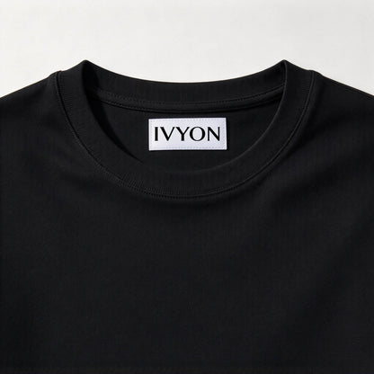 IVYON Classic Crew Neck Short Sleeve T-Shirt, Solid Black Basic Casual Tee, Soft Breathable Cotton t-shirt for Men Women Daily Wear Workout Layering Top