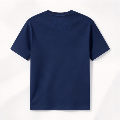 Luckshine Navy Crew Neck Short Sleeve T-Shirt, Soft Breathable Heavyweight Cotton Basic Casual Solid Color Layering Top