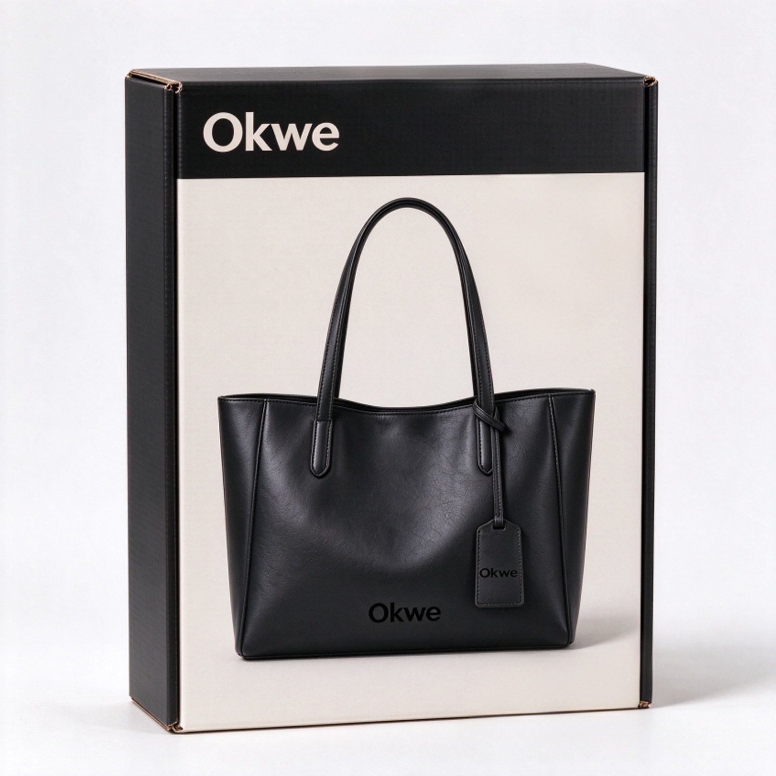 Okwe Minimalist Black Tote Bag for Women, Large Capacity Work Shoulder ...