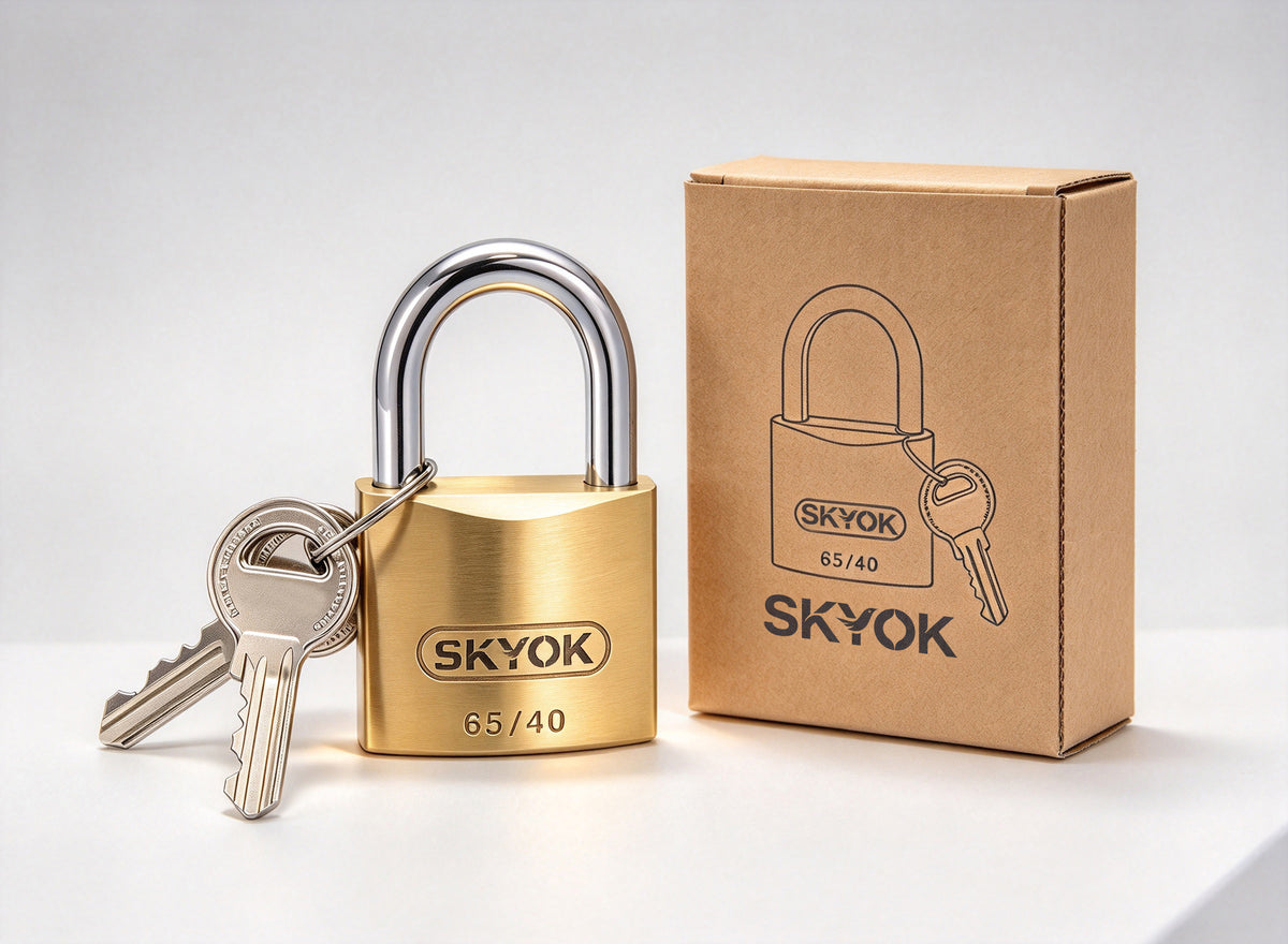 SKYOK Metal Locks, 40mm Solid Brass Padlock with 3 Keys, Heavy Duty Anti Theft Metal Locks for Gate, Shed, Storage Unit, Locker, Cabinet, Indoor & Outdoor Use