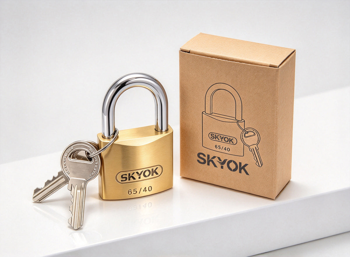 SKYOK Metal Locks, 40mm Solid Brass Padlock with 3 Keys, Heavy Duty Anti Theft Metal Locks for Gate, Shed, Storage Unit, Locker, Cabinet, Indoor & Outdoor Use