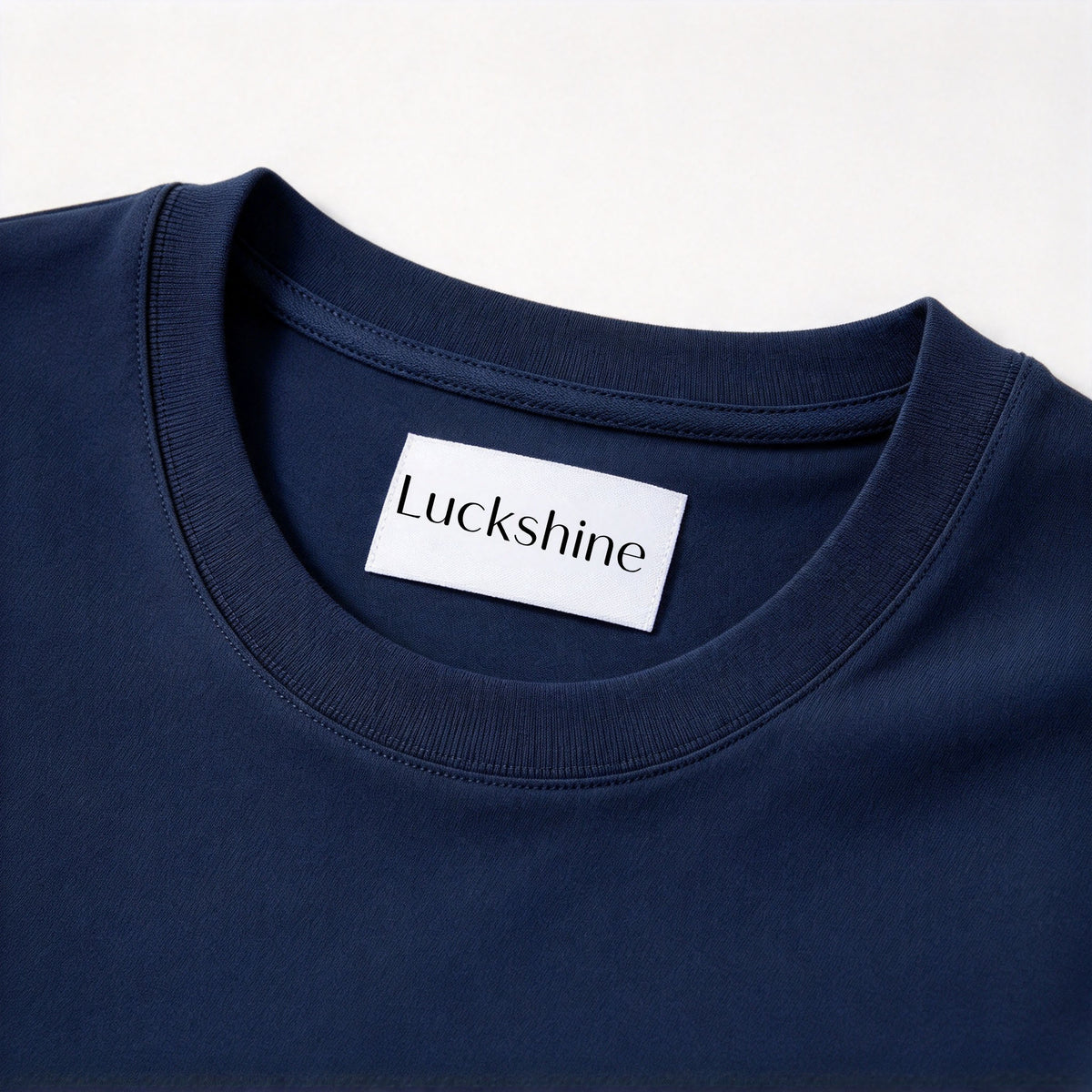 Luckshine Navy Crew Neck Short Sleeve T-Shirt, Soft Breathable Heavyweight Cotton Basic Casual Solid Color Layering Top