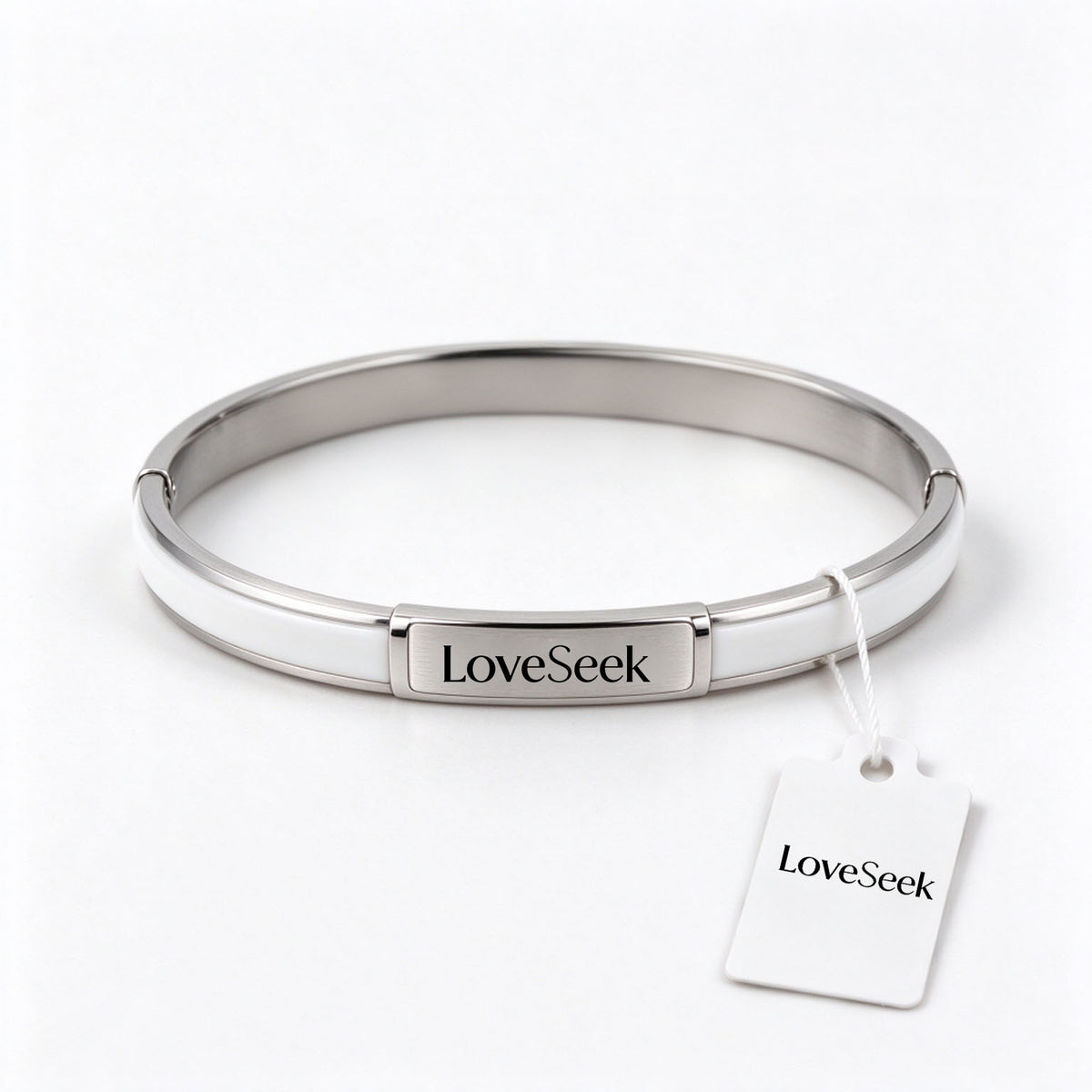 LoveSeek Minimalist White Enamel Titanium Steel Hinged Bangle, Elegant Stackable Bracelet, Versatile Couple Jewelry for Daily Wear Birthday Valentine Gift