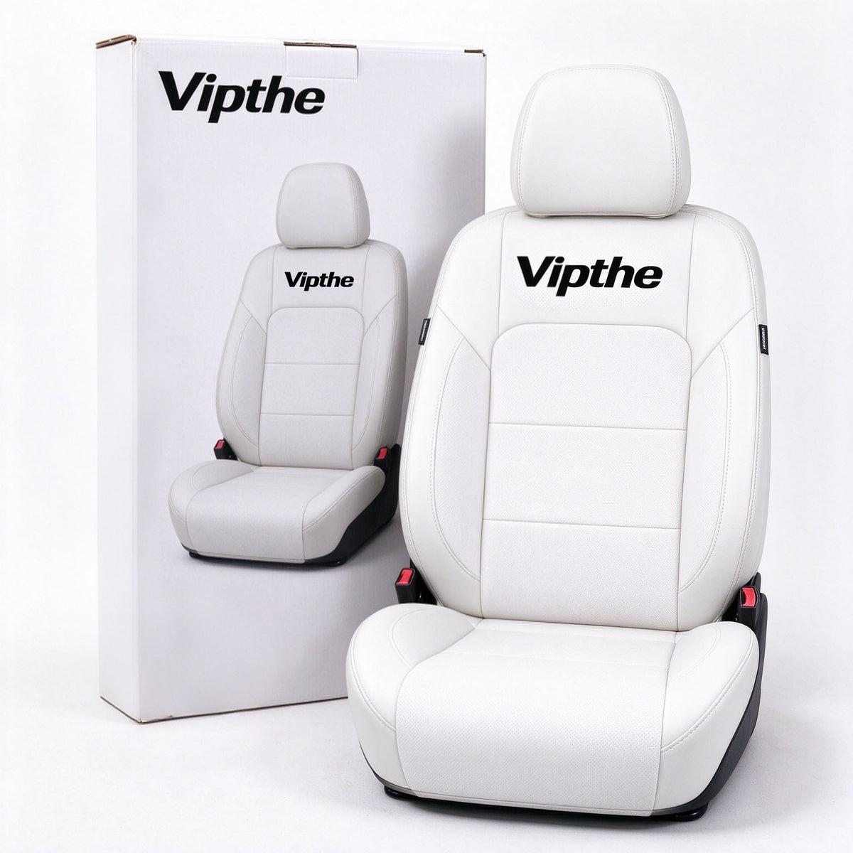 Vipthe Vehicle Replacement Seat, Ergonomic Breathable Automotive Seat, White Wear-resistant Full Wrap Car Seat