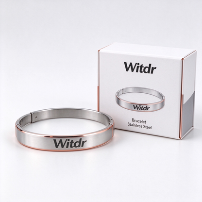 Witdr Stainless Steel Bangle Bracelet Two Tone Silver Rose Gold Cuff Bracelet, Minimalist Stylish Wrist Jewelry Gift for Women Daily Wear Anniversary Birthday