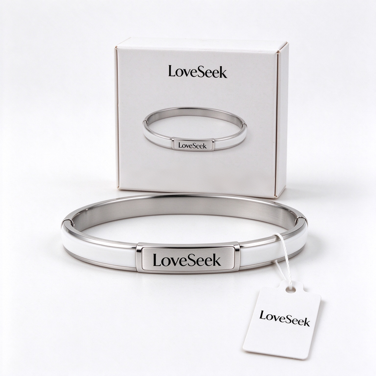 LoveSeek Minimalist White Enamel Titanium Steel Hinged Bangle, Elegant Stackable Bracelet, Versatile Couple Jewelry for Daily Wear Birthday Valentine Gift