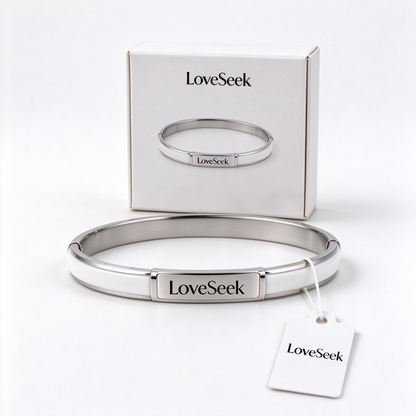 LoveSeek Minimalist White Enamel Titanium Steel Hinged Bangle, Elegant Stackable Bracelet, Versatile Couple Jewelry for Daily Wear Birthday Valentine Gift
