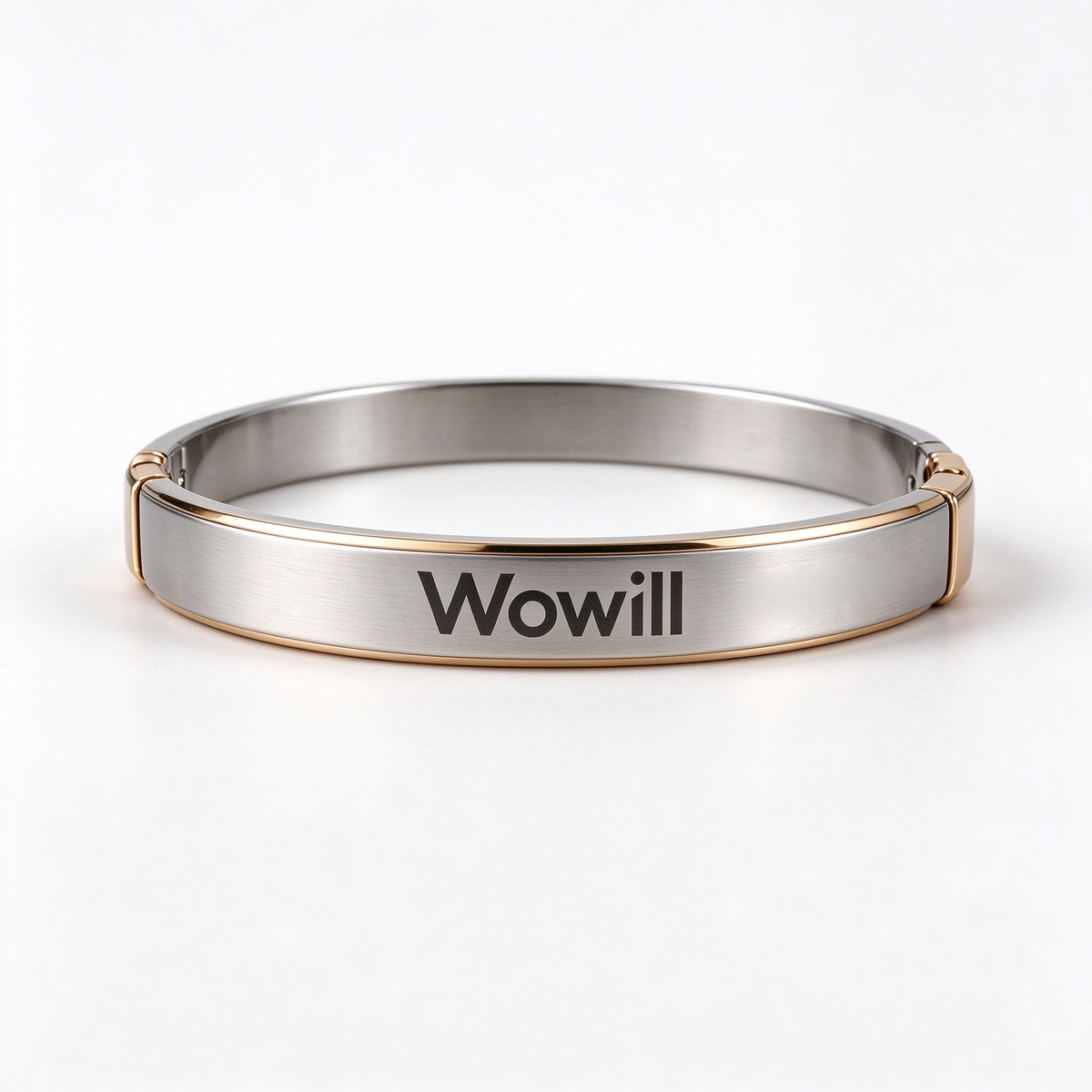 Wowill Stainless Steel Bangle Bracelet Silver Gold Two Tone Cuff Bracelet, Minimalist Chic Wrist Jewelry, Ideal Gift for Women Daily Dating Party Birthday Anniversary