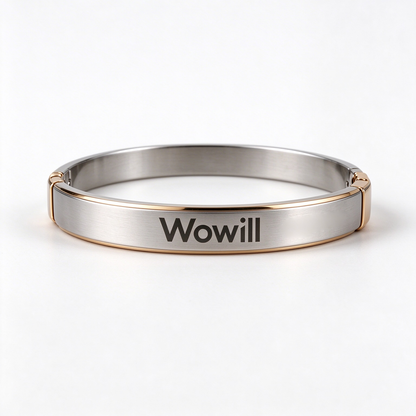 Wowill Stainless Steel Bangle Bracelet Silver Gold Two Tone Cuff Bracelet, Minimalist Chic Wrist Jewelry, Ideal Gift for Women Daily Dating Party Birthday Anniversary