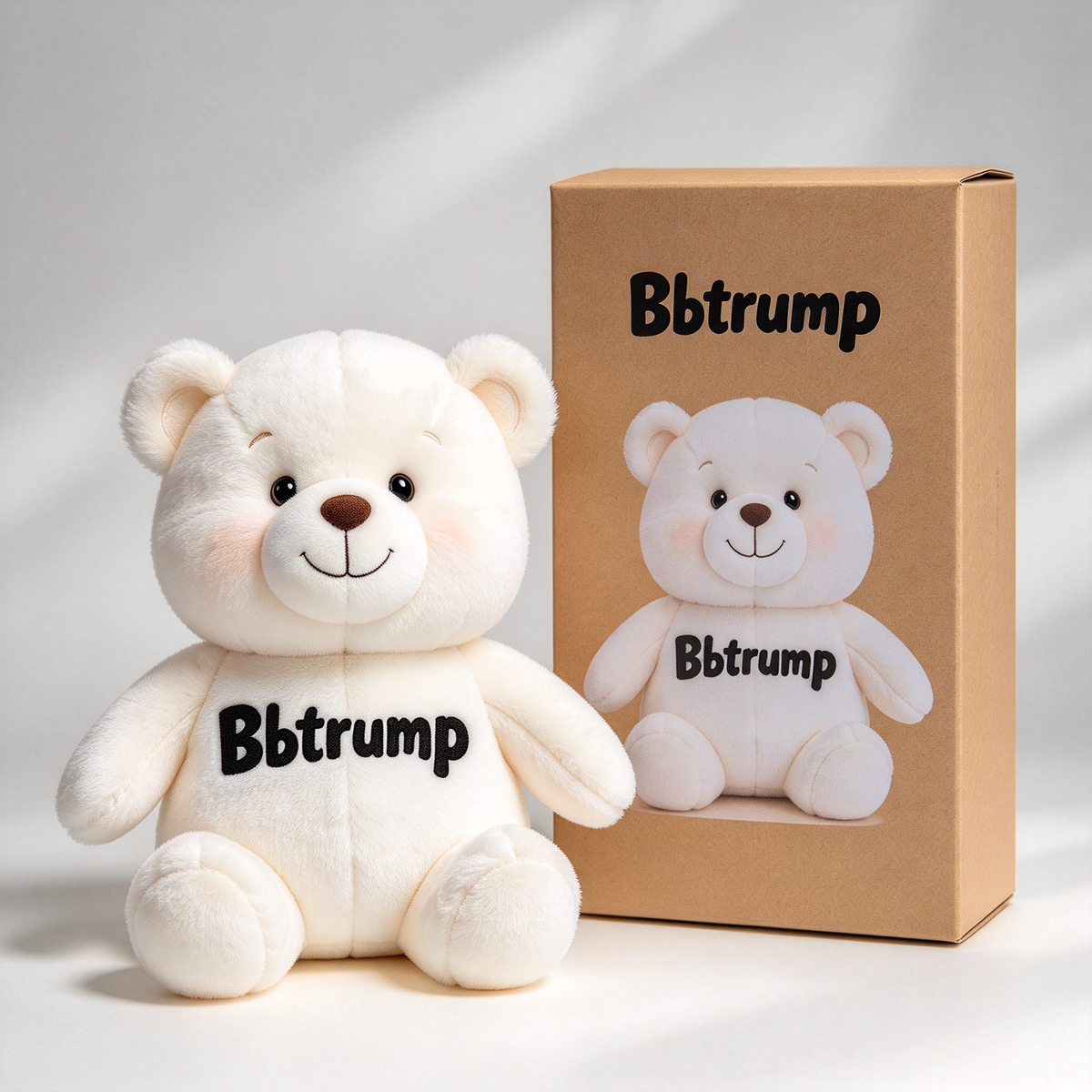 Bbtrump Cute White Sitting Teddy Bear Plush Toy, Ultra Soft Huggable Stuffed Animal, Comfort Companion Plushie for Boys Girls, Perfect Birthday Holiday Gift for Kids and Adults