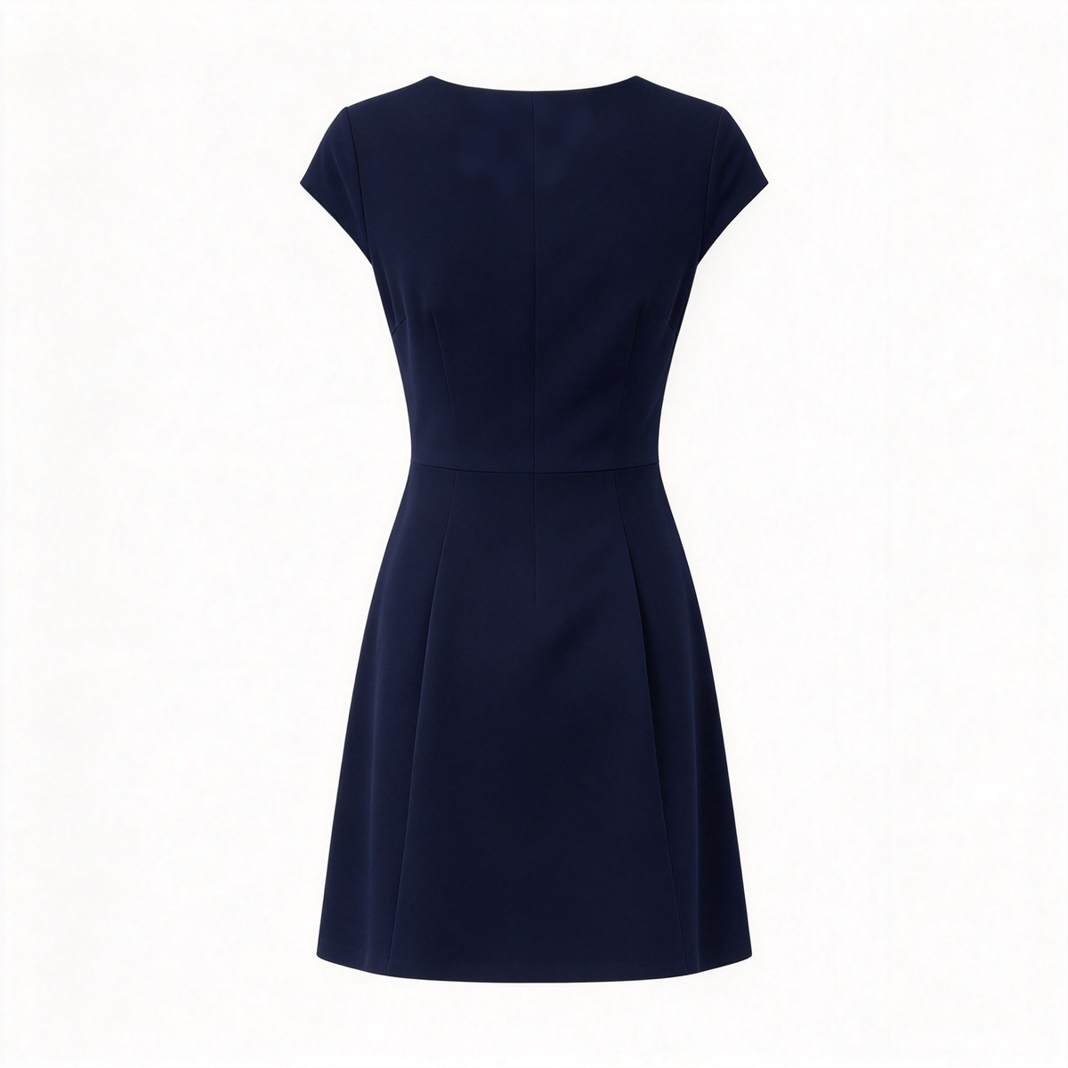 Viewyouth Navy Round Neck Cap Sleeve Fit and Flare Dress, Slim Elegant Business Work Short Formal Skater Dress