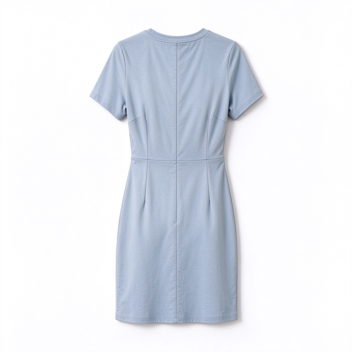 Tallake Women’s Crew Neck Short Sleeve Waist Dress, Light Blue Slim Mini Dress, Soft Bodycon Dress for Work and Casual Wear